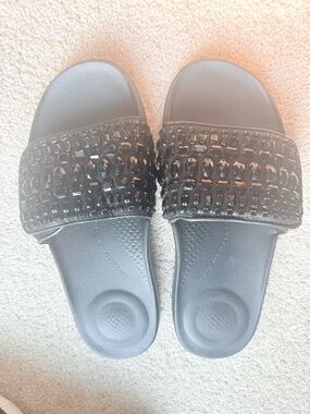 Fitflop Black Jeweled Slide Sandals